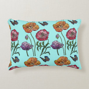 Bord Blue Shabby Poppy Decor Cushion Accent Kussen