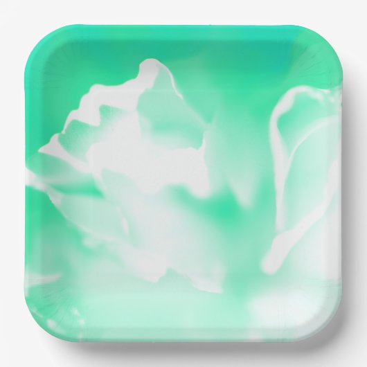 Bord Bright Seafoam Green Flower Print Paper (Voorkant)