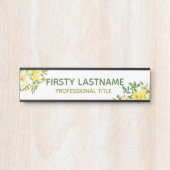 Bord Gele Floral Rozen Kantoor Deurnaam  Deurbordje (Voorkant)