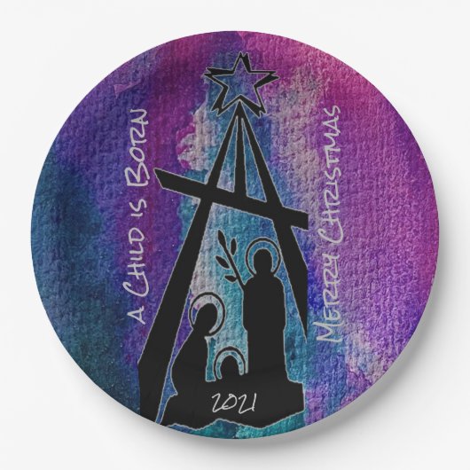 Bord Glas in lood Nativiteitspapier (Voorkant)