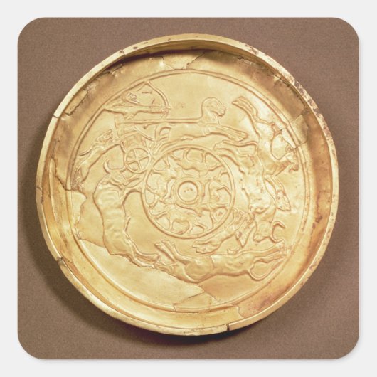 Bord (goud) vierkante sticker (Voorkant)