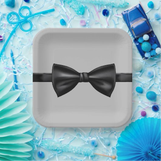 Bord grijs en zwart Stropdas papier (Feest)