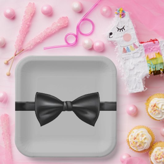 Bord grijs en zwart Stropdas papier (Feest)