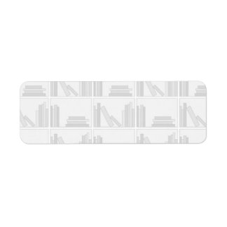 Bord Grijze Boeken op Plank. Etiket