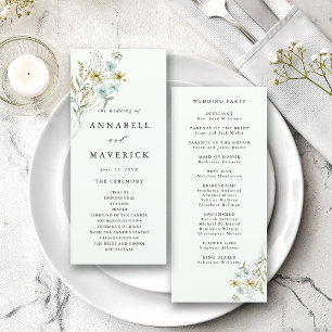 Bord Groen Delicate Wildflower Boho Bruiloft Programma