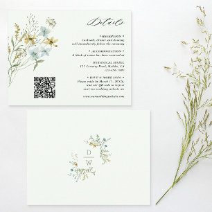 Bord Groen Delicate Wildflower Bruiloft Details Informatiekaartje