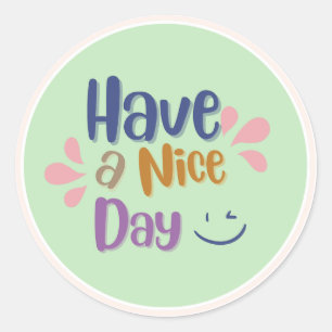 Bord Groen Eenvoudige Vintage "Een fijne dag" Ronde Sticker