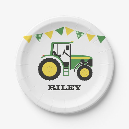 Bord groen tractor Birthday Party Paper (Voorkant)