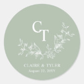 Bord Groen Trouwmonogram Envelop Zegel / gunst (Voorkant)