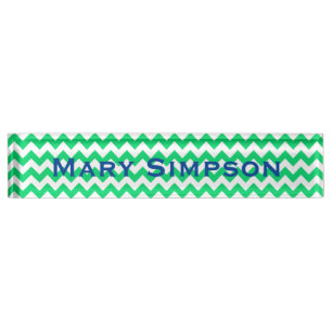Bord Groene en Witte Chevron Print Name Naambordje