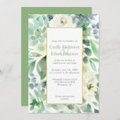 Bord Groene Succulenten & Witte Bloemen Gouden Bru Kaart (Voorkant / Achterkant)