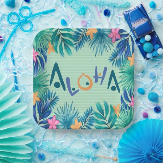 Bord groet papier Aloha (Feest)