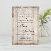 Bord houten lichten bruiloft viering kalligrafie kaart (Staand voorkant)