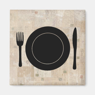 Bord Instelling van vork nife spuit  riemen Magneet