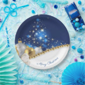 Bord kerstblauw witboek (Feest)