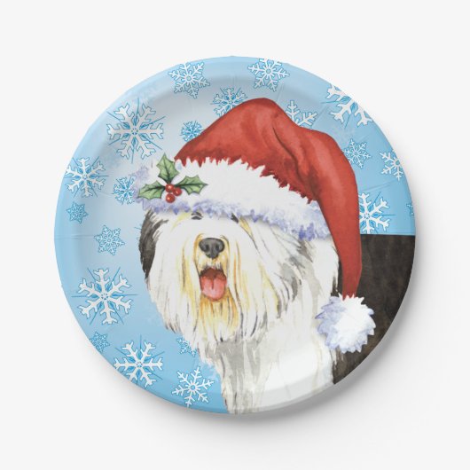 Bord kerstoud Engels Sheepdog Paper (Voorkant)