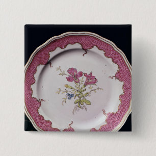 Bord met botanische vormgeving vierkante button 5,1 cm