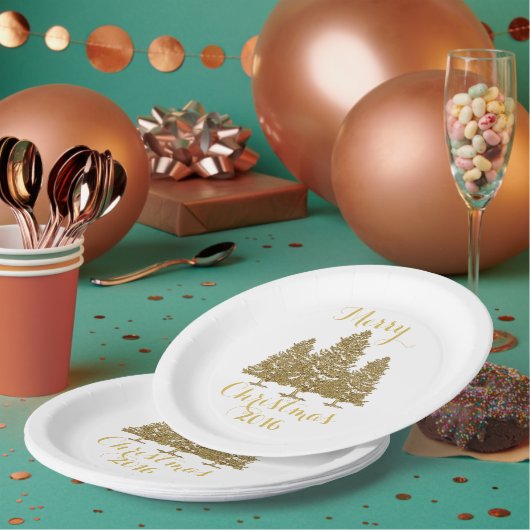 Bord met gouden kerstbomen (Multi)