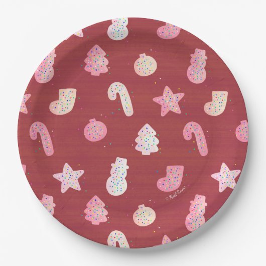 Bord met kerstkoekjes rood papier (Voorkant)