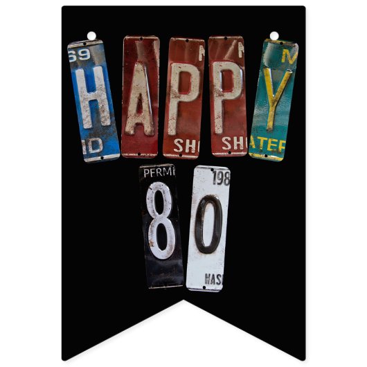 bord met roestvrij rijbewijs 80e verjaardag vlaggetjes (Tweede vlag)