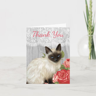 Bord Notecard met Geschilderde Siamese Kat Bedankkaart
