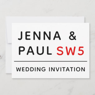 BORD OP DE LONDENSE STRAAT HUWELIJKSUITNODIGING SAVE THE DATE