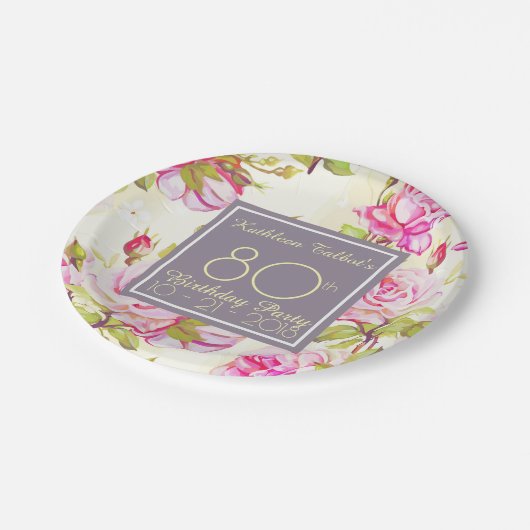 Bord oud Roos 80e verjaardag (Gekanteld)