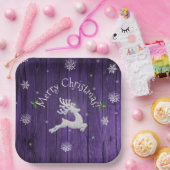 Bord Paars Rustisch kerstreïndeerpapier (Feest)