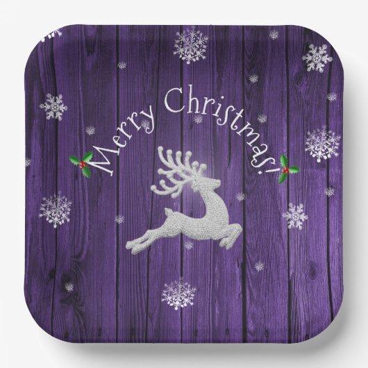 Bord Paars Rustisch kerstreïndeerpapier (Voorkant)