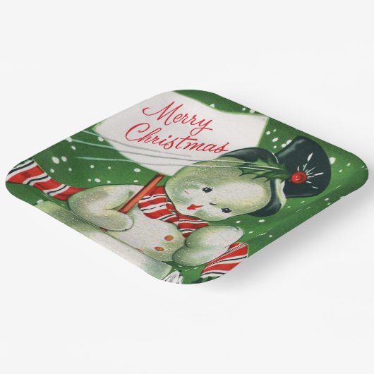 bord retro sneeuwman kerstfeest (Gebogen)