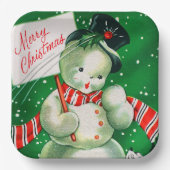 bord  retro sneeuwman kerstfeest (Voorkant)