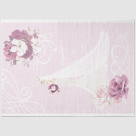 Bord Roze Bloemen Bruid Trouwpapier Tissuepapier