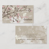  bord roze bloemetjes bloemengrunge taupe visitekaartje (Voorkant / Achterkant)