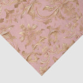 Bord Roze en Metalic Goud Damask Decoupage Tissuepapier (Detail)