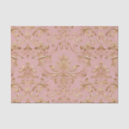 Bord Roze en Metalic Goud Damask Decoupage Tissuepapier