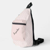 Bord Roze en Witte Vierkantjes Patroon Sling Bag (Rechterhoek)