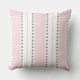 Bord Roze Lichtgrijs Witte Polka Dots Strepen Kussen
