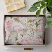 Bord Roze Rozen Oude Letter Decoupage Tissuepapier (Geschenk)