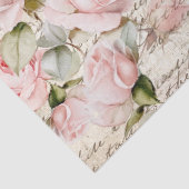Bord Roze Rozen Oude Letter Decoupage Tissuepapier (Detail)