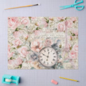 Bord Roze Rozen Oude Letter Klok Decoupage Tissuepapier (Craft)