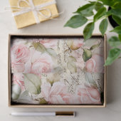 Bord Roze Rozen Oude Letter Klok Decoupage Tissuepapier (Geschenk)