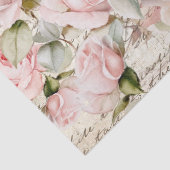 Bord Roze Rozen Oude Letter Klok Decoupage Tissuepapier (Detail)