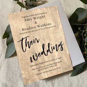 Bord rustieke schuur hout typografie hun bruiloft kaart