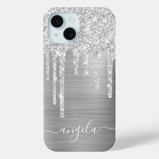 Bord Silver Glitter Drips Glam Signature Case-Mate iPhone Case (Achterkant)