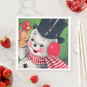 bord sneeuwretro-kerstfeest servet (Insitu)