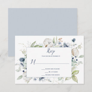 Bord Stoffig Blauw Sage Groen Ingelijste Bloemen RSVP Kaartje