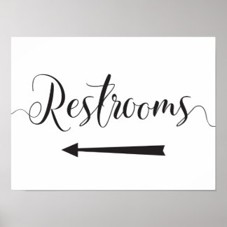 Bord toiletten trouwlocatie richting pijl links poster