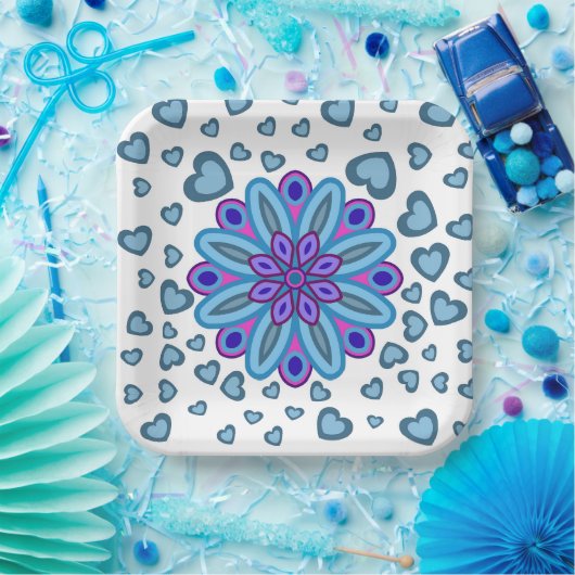 BORD valentijn PAPIER MET STROOMHARTEN (Feest)