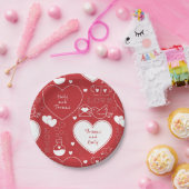 Bord valentijn Patroonpapier - wit op rood |1| (Feest)