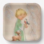 bord van de  retro-kerstherenvogel op kind (Voorkant)